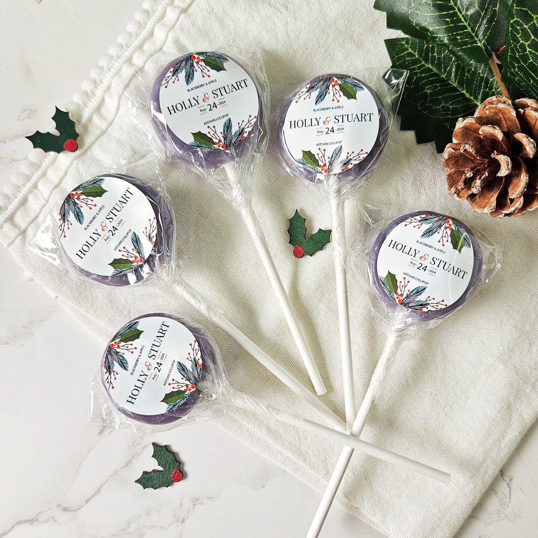 Holly Berries Wedding Favour Lollipops
