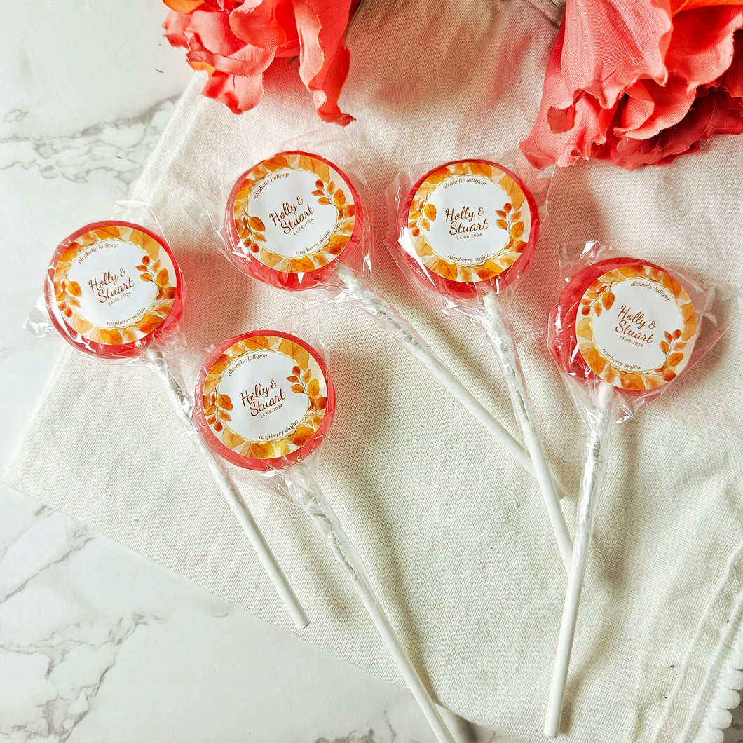 Autumn Leaves Wedding Favour Lollipops