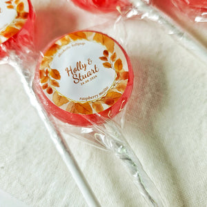 Autumn Leaves Wedding Favour Lollipops