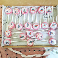 Load image into Gallery viewer, 20 Pack Christmas Raspberry Prosecco Lollipops

