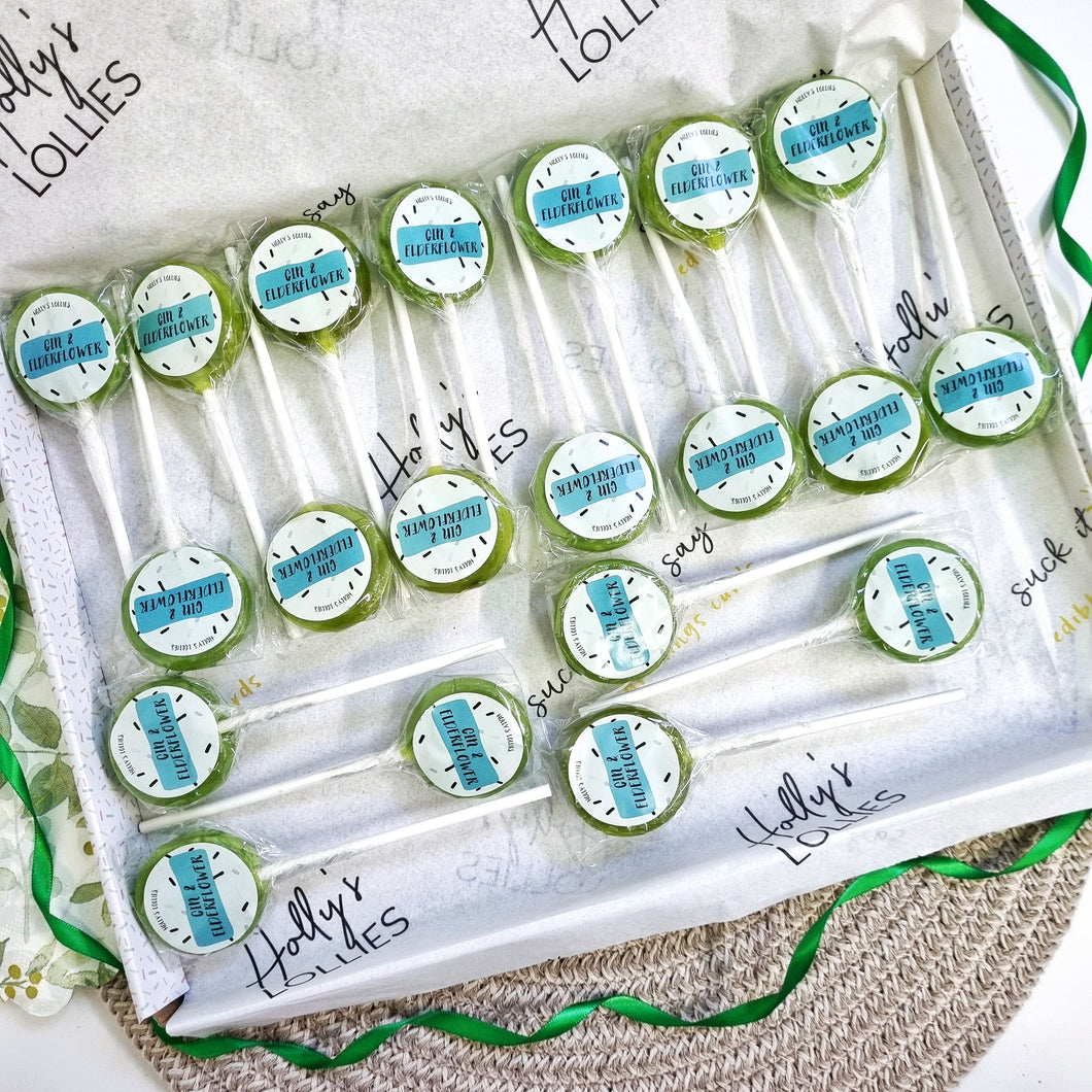 20 Pack Gin and Elderflower Small Lollipops