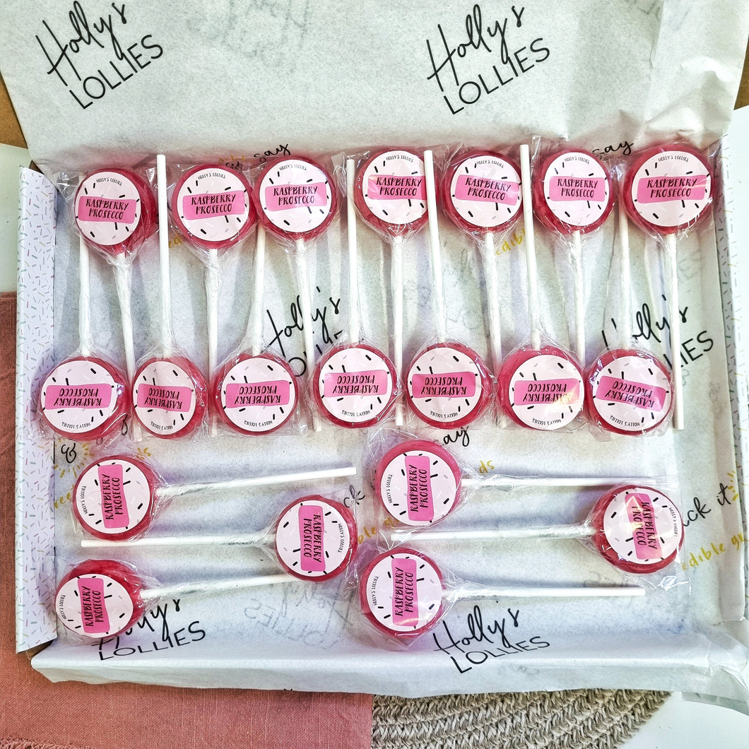 20 Pack Raspberry Prosecco Small Lollipops