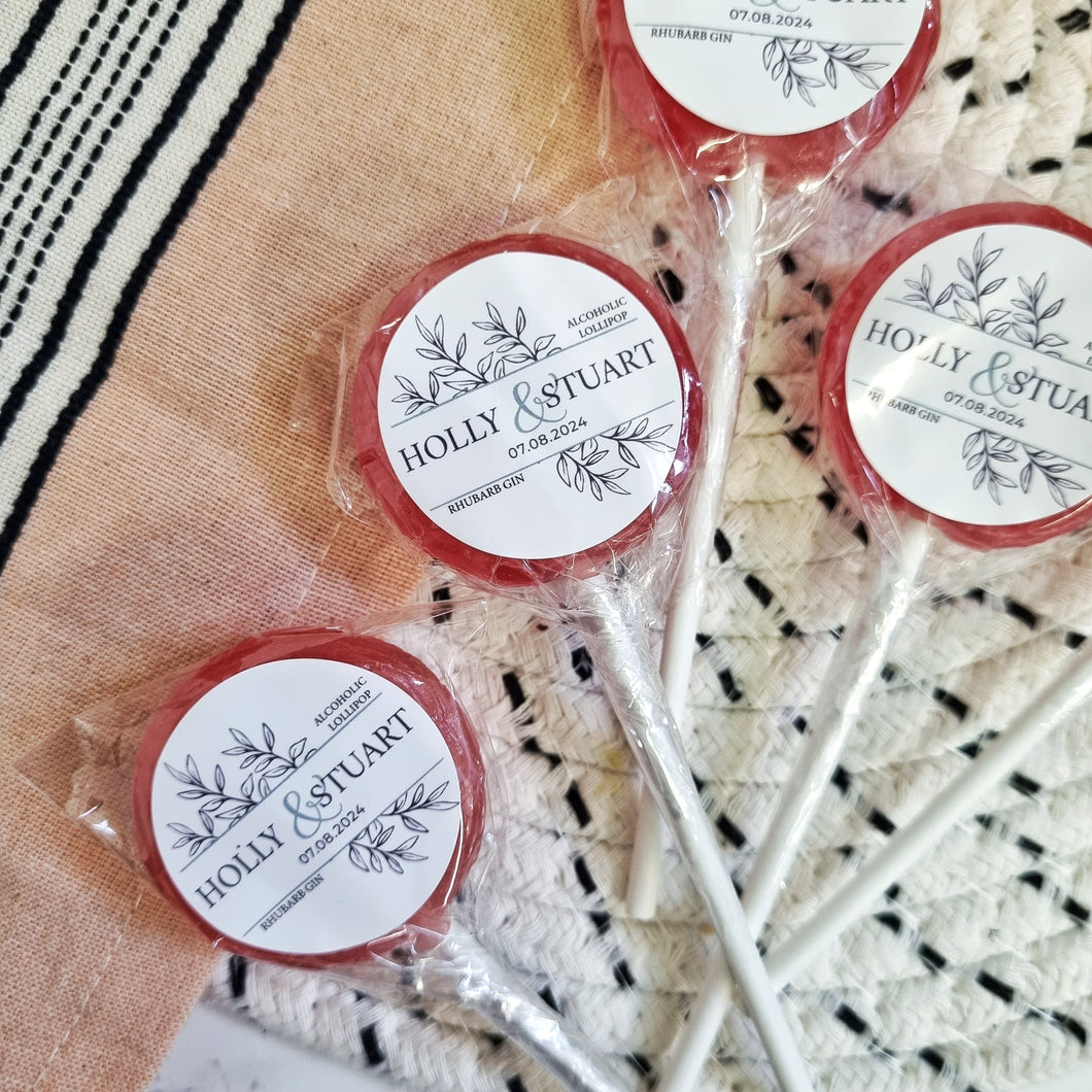 Leaf Monogram & Teal Wedding Favour Lollipops