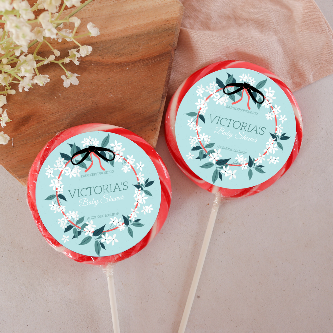 Personalised Blue Wreath Giant Baby Shower Lollipops