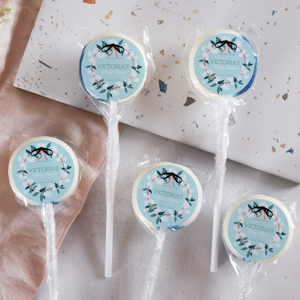 Personalised Blue Wreath Baby Shower Lollipops