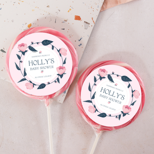 Personalised Floral Wreath Giant Baby Shower Lollipops