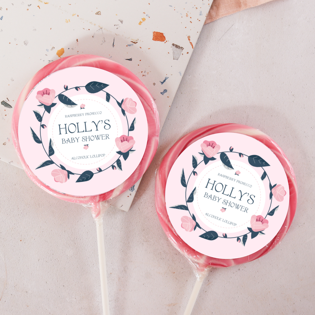 Personalised Floral Wreath Giant Baby Shower Lollipops
