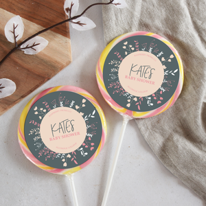Personalised Green Wreath Giant Baby Shower Lollipops