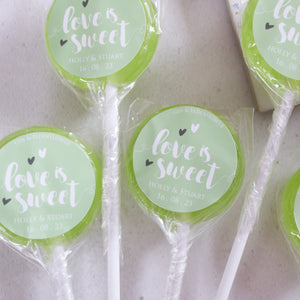 Love Is Sweet Pastel Wedding Favour Lollipops