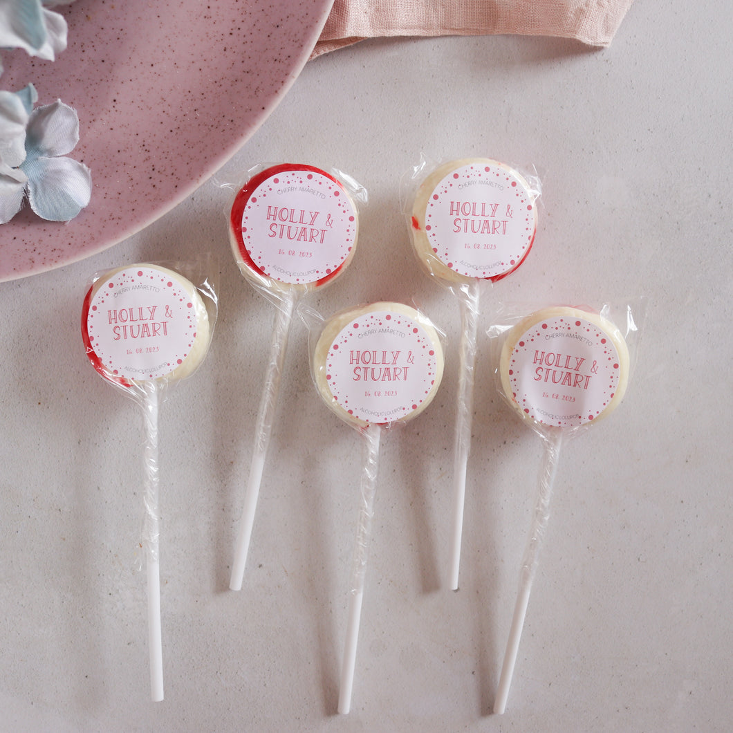 Polka Dot Wedding Favour Lollipops