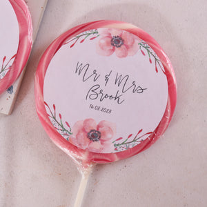 Mr and Mrs Floral Wedding Favour Giant Lollipops