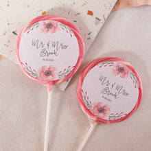 Load image into Gallery viewer, Mr and Mrs Floral Wedding Favour Giant Lollipops
