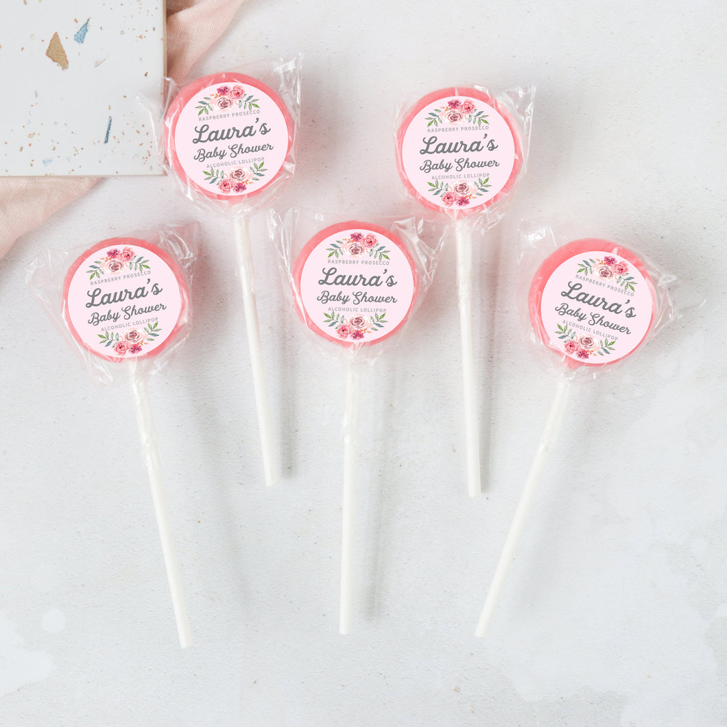 Personalised Floral Baby Shower Lollipops