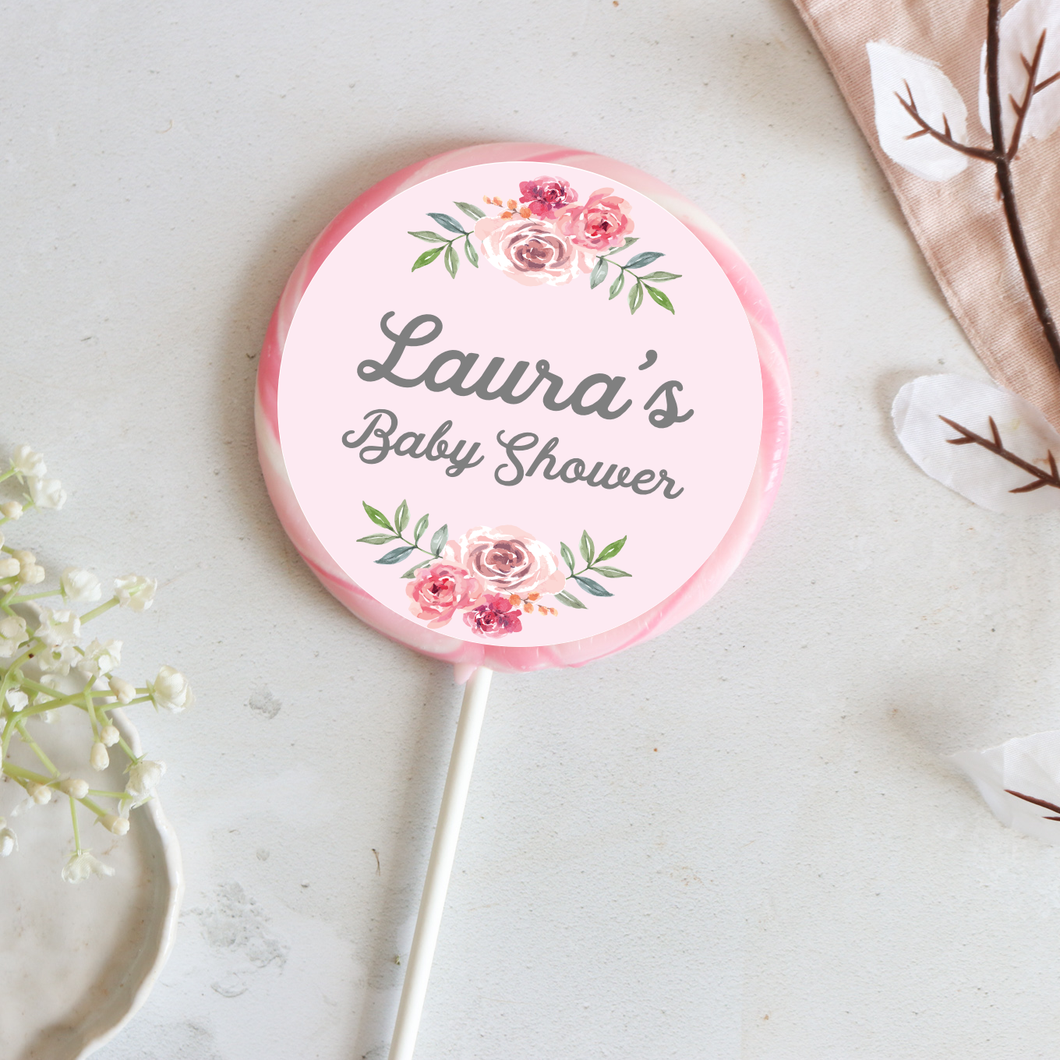 Personalised Floral Giant Baby Shower Lollipops