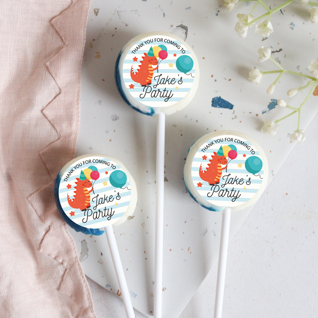 Personalised Dinosaur Thank You Lollipops